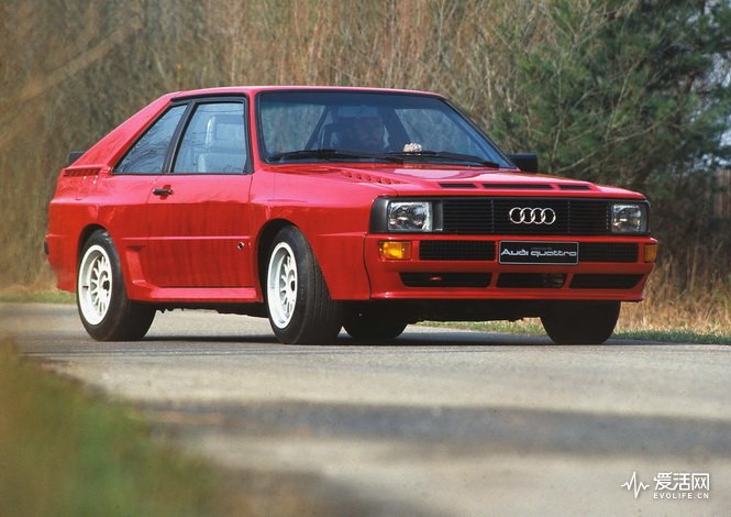 1983: five-cylinder gasoline engine with four-valve technology, turbocharger and intercooler: In September 1983, Audi presents the Audi Sport quattro (B2) at the International Motor Show in Frankfurt am Main. It is powered by a 2.1-liter highperformance engine with four-valve technology that produces 225 kW (306 hp) at 6,700 revolutions per minute. The maximum torque of 350 newton meters (258.15 lb-ft) is available at 3,700 rpm. Delivery commences in May 1984. The Audi Sport quattro (B2) is a special series limited to 214 vehicles, produced to meet homologation requirements for rallying. The rules stipulate that displacement must be limited to a maximum of 2,133 cc.