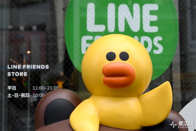 This photo taken on July 12, 2016 shows Sally, a Line charactor, on display at the entrance of the Line Friends shop in Tokyo's Harajuku district. Japan-based messaging app Line kicks off a dual New York-Tokyo stock listing later on July 14, 2016 after one of the year's biggest initial public offerings. The company, looking to expand on booming popularity among smartphone users in Asia, priced its shares at a top-of-the-range 3,300 yen (32 USD), suggesting strong demand for the sale. / AFP / TOSHIFUMI KITAMURA (Photo credit should read TOSHIFUMI KITAMURA/AFP/Getty Images)