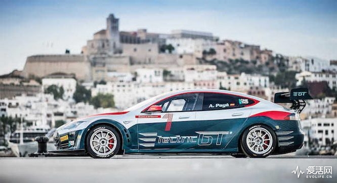 A fully electric Tesla Model S P85+ with 416 HP and 600 Nm of Torch is seen in the race version for the new Electric GT World Series during the unvieling event in Ibiza, Spain on September 27, 2016. The organisers of this zero-emission-series announced seven stops in Europe and three in North and South America for 2017 with ten teams and twenty drivers.
